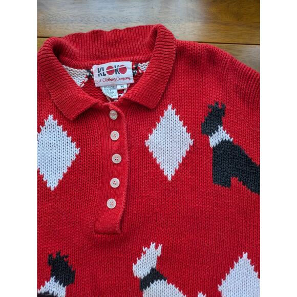 Vintage KLOKO Scotty Dog Sweater Red Ramie Polo Men’s M Hong Kong 80s 90s Rare - Picture 7 of 8